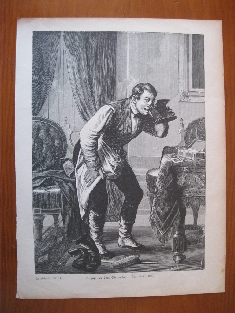 Hombre con un visualizador de imágenes, circa 1890